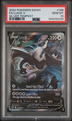 2022 Pokemon Sword & Shield Silver Tempest Full Art / Lugia V #186 PSA 10