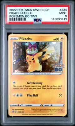 2022 Pokemon Swsh Black Star Promo Pikachu-Holo Pokemon Go Tins #234 PSA 9