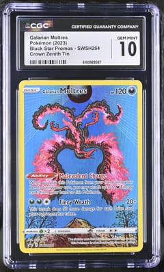 2023 Black Star Promos Galarian Moltres Crown Zenith Tin #SWSH284 CGC GM10