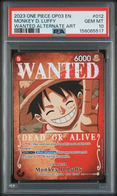 2023 One Piece Op03-Pillars of Strength Monkey D. Luffy Wanted Alternate Art #012 PSA 10