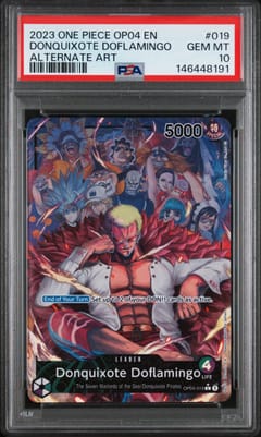 2023 One Piece Op04-Kingdoms of Intrigue Donquixote Doflamingo Alternate Art #019 PSA 10