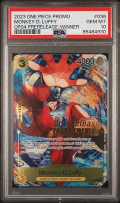 2023 One Piece Promos Monkey D. Luffy Op04 Pre-Release-Winner #036 PSA 10