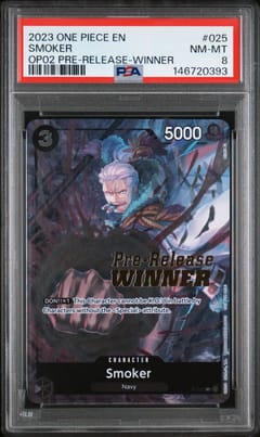 2023 One Piece Promos Smoker Op02 Pre-Release-Winner #025 PSA 8