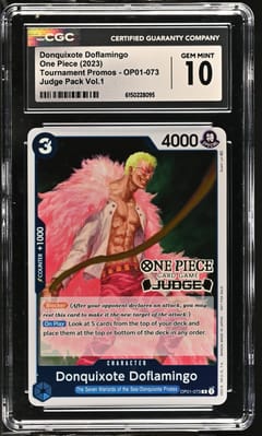 2023 One Piece Tournament Promos Donquixote Doflamingo Judge Pack Vol.1 #OP01-073 CGC 10