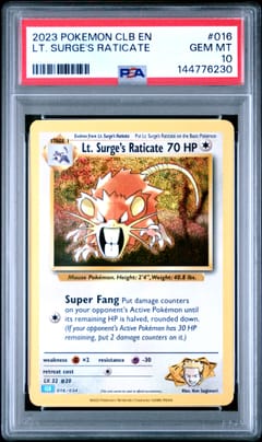 2023 Pokemon Clb-Trading Card Game Classic Blastoise & Suicune Ex Deck Lt. Surge's Raticate #016 PSA 10