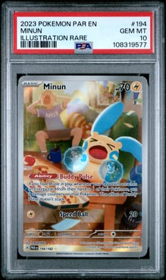 2023 Pokemon Par En-Paradox Rift Minun Illustration Rare #194 PSA 10