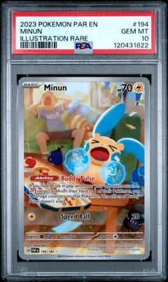 2023 Pokemon Par En-Paradox Rift Minun Illustration Rare #194 PSA 10