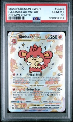 2023 Pokemon Sword and Shield Crown Zenith Full Art / Simisear Vstar #GG37 PSA 10