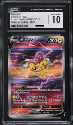 2023 Pokemon Sword & Shield: Crown Zenith Raikou V Galarian Gallery Ultra Rare #GG41 CGC 10