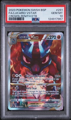 2023 Pokemon Swsh Black Star Promo Fa/lucario Vstar Crown Zenith Etb #291 PSA 10