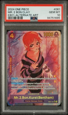 2024 One Piece Eb01-Extra Booster -Memorial Collection- Mr. 2 Bon Clay Alternate Art #061 PSA 10