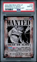 2024 One Piece Japanese Op09-Emperors in the New World Marshall D. Teach Wanted Alternate Art #093 PSA 10