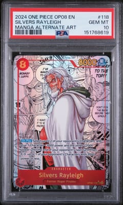 2024 One Piece Op08-Two Legends Silvers Rayleigh Manga Alternate Art #118 PSA 10
