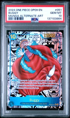 2024 One Piece Op09-Emperors In The New World Buggy Manga Alternate Art #051 PSA 10