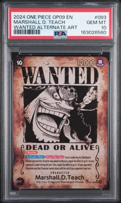 2024 One Piece Op09-Emperors in the New World Marshall D. Teach Wanted Alternate Art #093 PSA 10