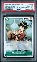 2024 One Piece Op09-Emperors in the New World Monkey D. Luffy 2nd Anniversary Tournament #036 PSA 10