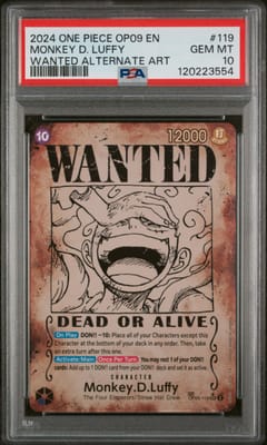 2024 One Piece Op09-Emperors in the New World Monkey D. Luffy Wanted Alternate Art #119 PSA 10