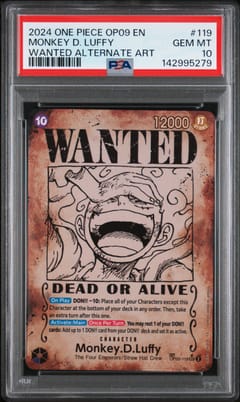 2024 One Piece Op09-Emperors in the New World Monkey D. Luffy Wanted Alternate Art #119 PSA 10