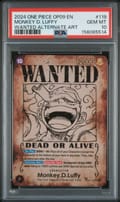 2024 One Piece Op09-Emperors in the New World Monkey D. Luffy Wanted Alternate Art #119 PSA 10