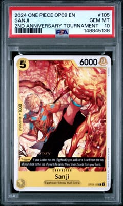 2024 One Piece Op09-Emperors in the New World Sanji 2nd Anniversary Tournament #105 PSA 10
