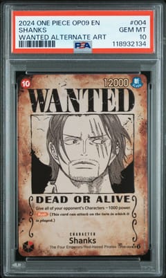 2024 One Piece Op09-Emperors in the New World Shanks Wanted Alternate Art #004 PSA 10