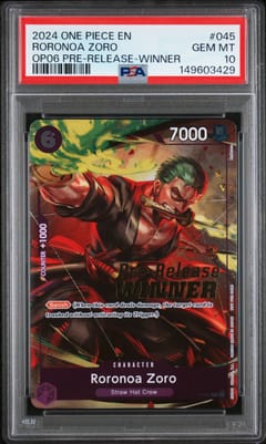 2024 One Piece Promos Roronoa Zoro Wings of the Captain Pre-Release-Winner #045 PSA 10