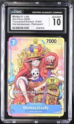 2024 One Piece Tournament Promos Monkey D. Luffy 2nd Anniversary Participant #P-043 CGC 10