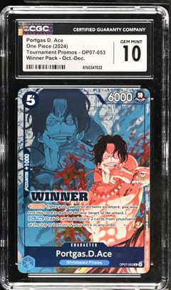 2024 One Piece Tournament Promos Portgas D. Ace Winner Pack Oct.-Dec. #OP07-053 CGC 10