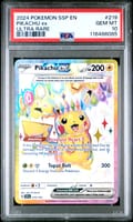 2024 Pokemon Ssp En-Surging Sparks Pikachu Ex Ultra Rare #219 PSA 10