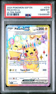 2024 Pokemon Ssp En-Surging Sparks Pikachu Ex Ultra Rare #219 PSA 10