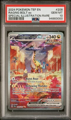2024 Pokemon Tef En-Temporal Forces Raging Bolt Ex Special Illustration Rare #208 PSA 10