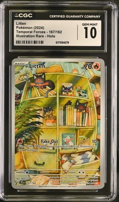 2024 Pokemon Temporal Forces - TEF EN Litten Illustration Rare Holo #167/162 CGC 10