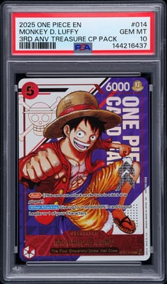 2025 One Piece 3rd Anniversary! One Piece Card Treasure Campaign Pack Monkey D. Luffy #014 PSA 10
