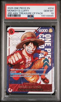 2025 One Piece 3rd Anniversary! One Piece Card Treasure Campaign Pack Monkey D. Luffy #014 PSA 10