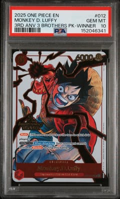 2025 One Piece 3rd Anniversary Tournament 3 Brothers Pack Monkey D. Luffy Winner #012 PSA 10