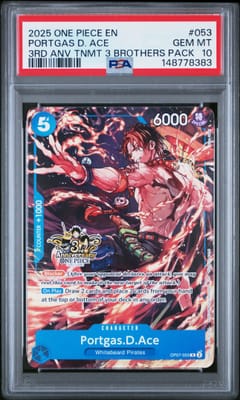 2025 One Piece 3rd Anniversary Tournament 3 Brothers Pack Portgas D. Ace #053 PSA 10