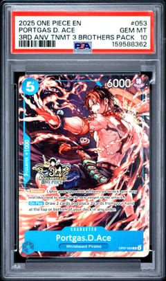 2025 One Piece 3rd Anniversary Tournament 3 Brothers Pack Portgas D. Ace #053 PSA 10