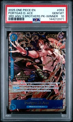 2025 One Piece 3rd Anniversary Tournament 3 Brothers Pack Portgas D. Ace 3rd Anv 3 Brothers Pk-Winner #053 PSA 10