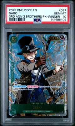 2025 One Piece 3rd Anniversary Tournament 3 Brothers Pack Sabo 3rd Anv 3 Brothers Pk-Winner #027 PSA 10