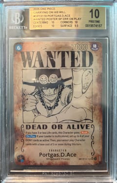 2025 One Piece Card Game Carrying on His Will Portgas.D.Ace WANTED POSTER SP ERR/("[On Play] If your..." #OP13119 BGS 10  Pristine