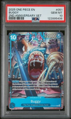 2025 One Piece English Version 2nd Anniversary Set Buggy #051 PSA 10