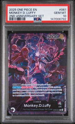 2025 One Piece English Version 2nd Anniversary Set Monkey D. Luffy #061 PSA 10