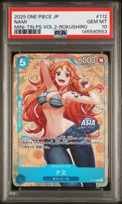 2025 One Piece Japanese Mini-Tin Pack Set Vol.2 Nami Koushi Rokushiro #112 PSA 10