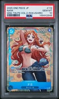 2025 One Piece Japanese Mini-Tin Pack Set Vol.2 Nami Koushi Rokushiro #112 PSA 10