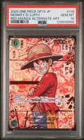 2025 One Piece Japanese Op13-Carrying on His Will Monkey D. Luffy Red Manga Alternate Art #118 PSA 10