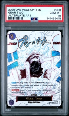 2025 One Piece Op11-A Fist of Divine Speed Gear Two Alternate Art #080 PSA 10
