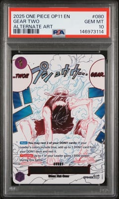 2025 One Piece Op11-A Fist of Divine Speed Gear Two Alternate Art #080 PSA 10