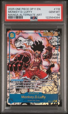 2025 One Piece Op11-A Fist of Divine Speed Monkey D. Luffy Manga Alternate Art #118 PSA 10