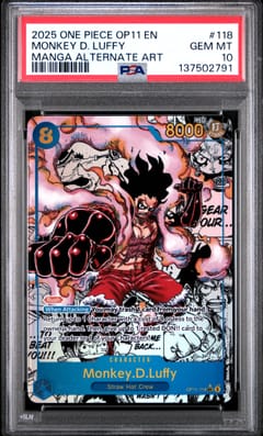 2025 One Piece Op11-A Fist of Divine Speed Monkey D. Luffy Manga Alternate Art #118 PSA 10