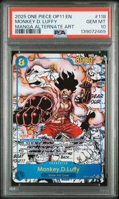 2025 One Piece Op11-A Fist of Divine Speed Monkey D. Luffy Manga Alternate Art #118 PSA 10